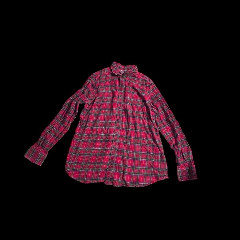 Lands End flannel button down kids boys 10 k249